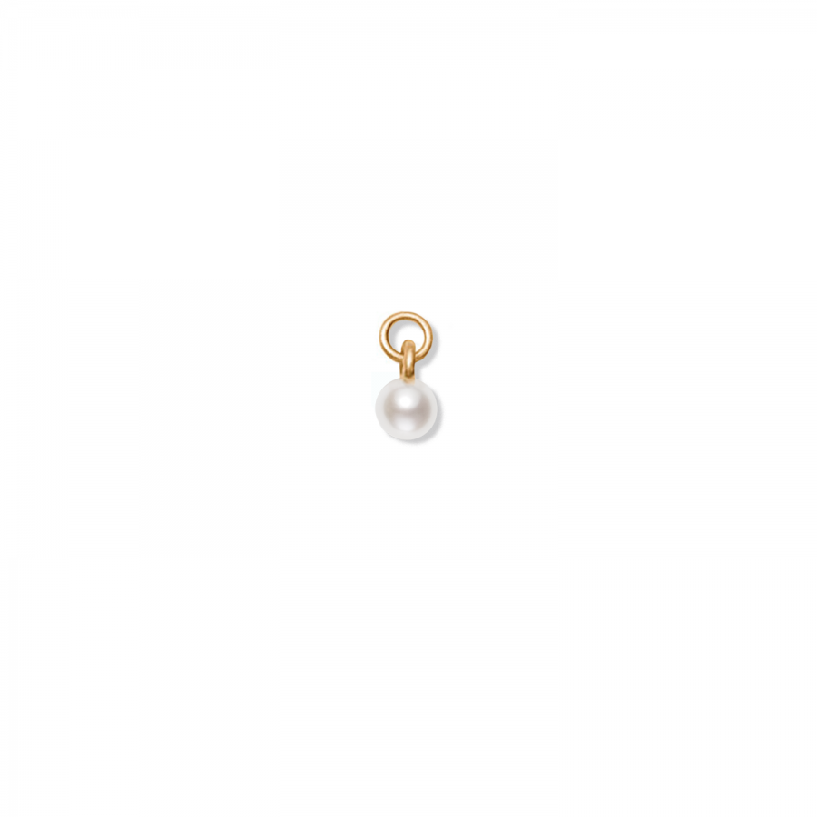 Vedhæng til ørering<br> MINI PEARL PENDANT guld hvid perle (rundt lille øsken)