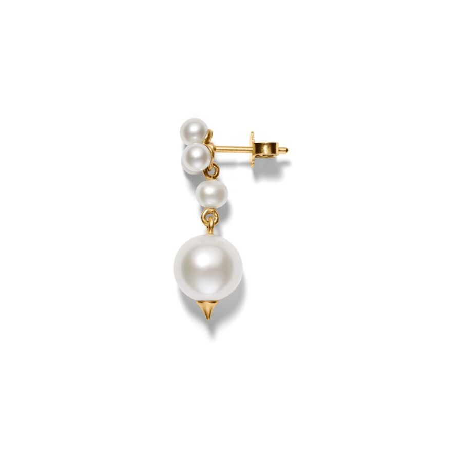 Ørering<br> EPOKE TWO guld hvid perle
