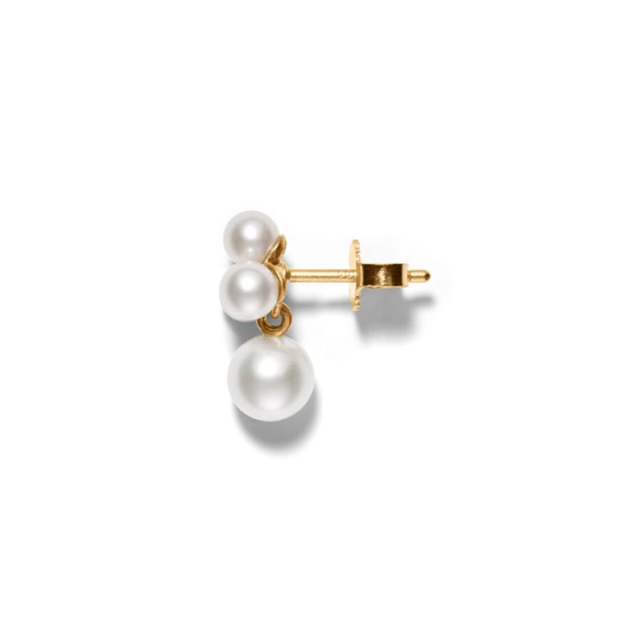 Ørering<br> EBLO TWO guld hvid perle