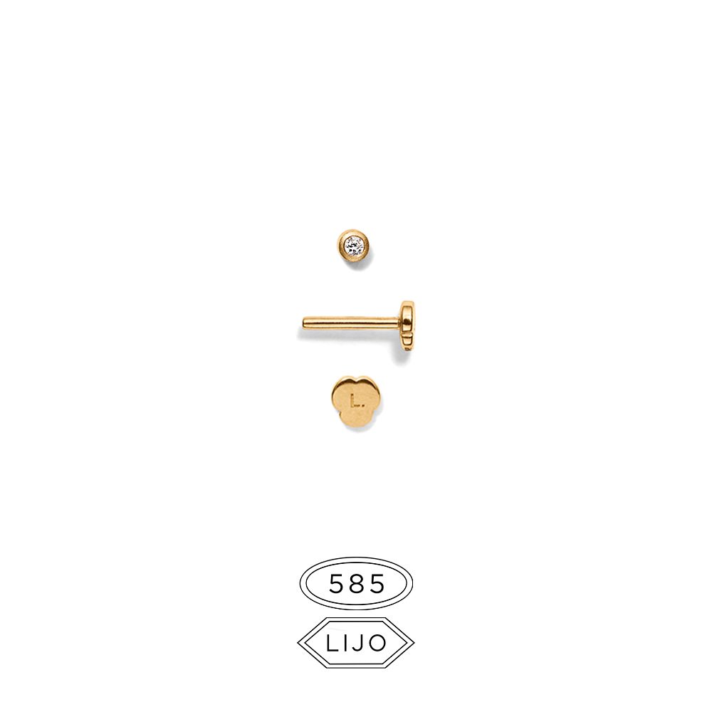 Line and Jo L. EDIAMOND1 GOLD DIAMOND piercing ear stud in solid gold with true diamond