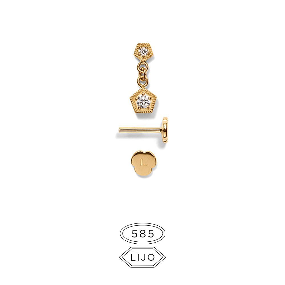Piercingørering<br> L. ELDRIDGE 02+05 TRP guld diamant inklusive STEM TWO