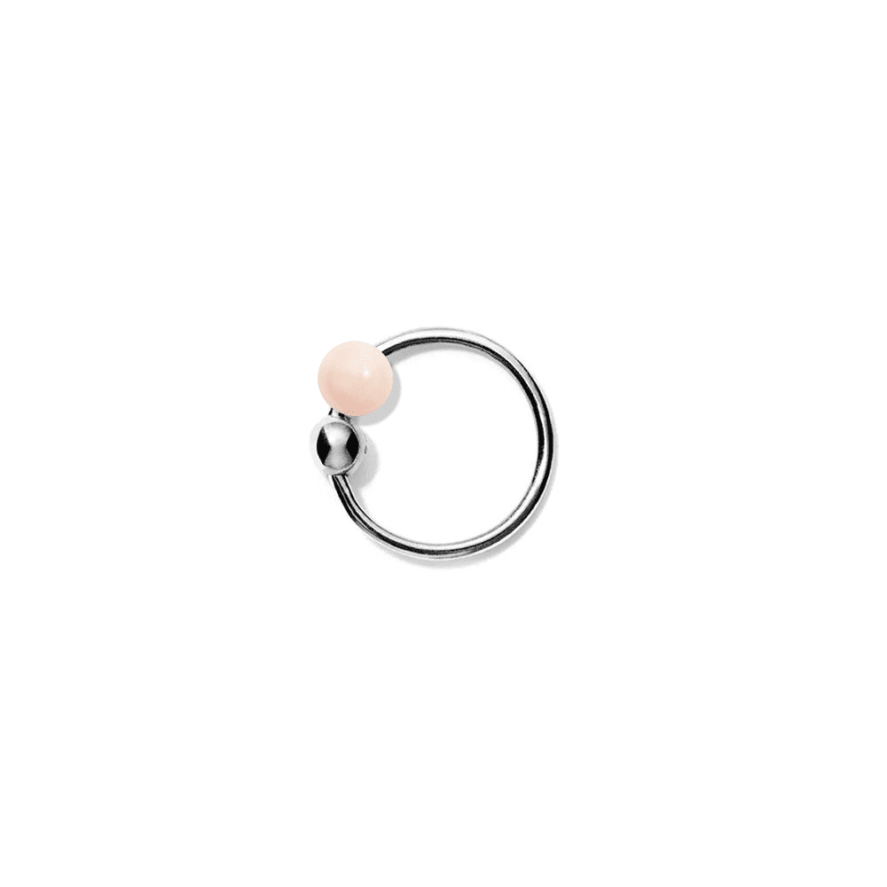 ELLY TWO hoop ørering i poleret sterlingsølv med pink opal