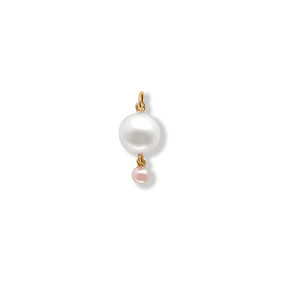Vedhæng<br> PENDANT 2 PEARL guld hvid/lyserød perle (rundt medium øsken)