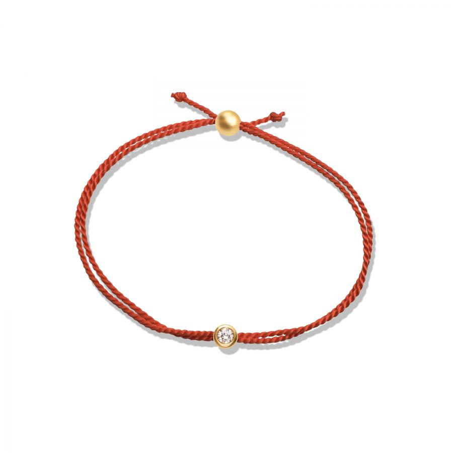 Armbånd<br> BEYARD TWO guld 0,10ct diamant<br> Red string