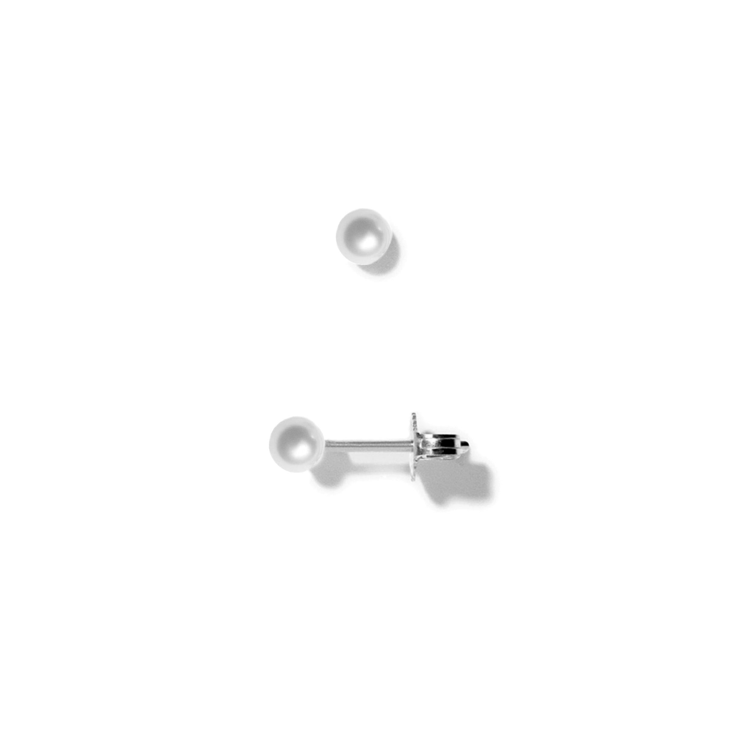 Line & Jo pearl earring Ear Two in high polished sterling silver with white pearl ear stud