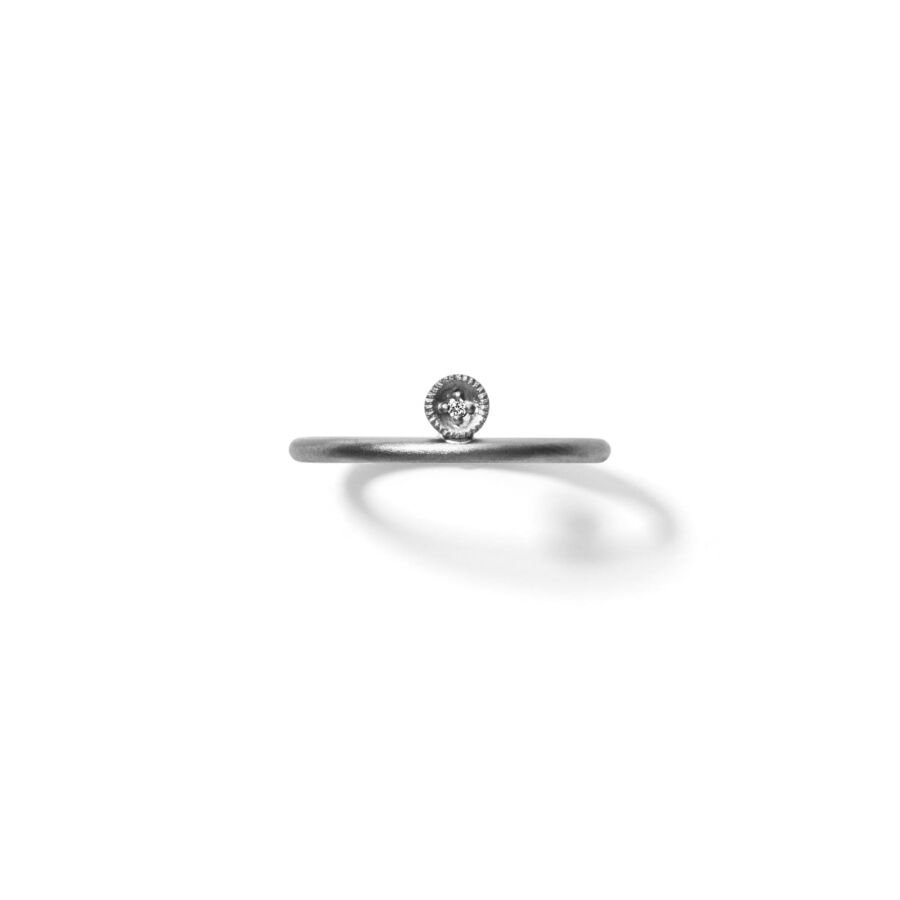 Ring<br> RCIRCLE grey sterling silver diamond