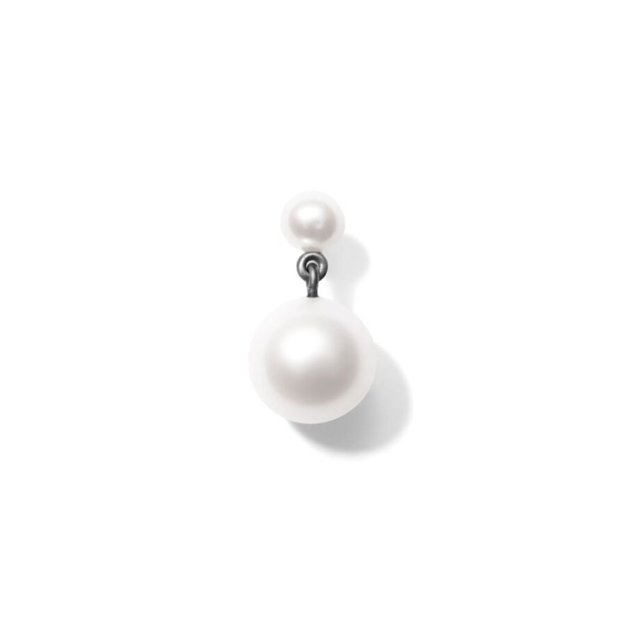 Earring<br> ELISE grey sterling silver white pearl