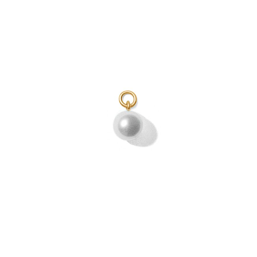 Pendant for earring<br> PEARL WHITE gold (round)