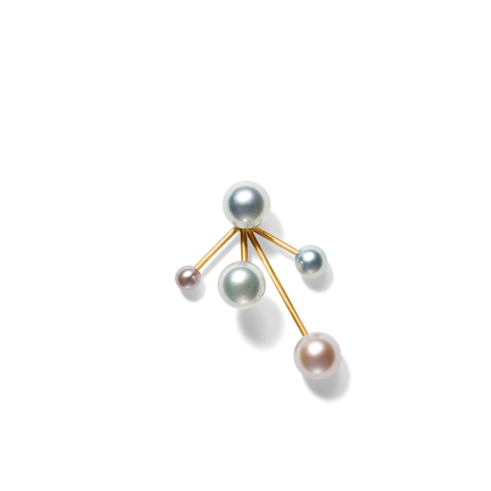 MISS EAR THREE gold akoya pearl with pendant MISS ERIANNE gold akoya pearl