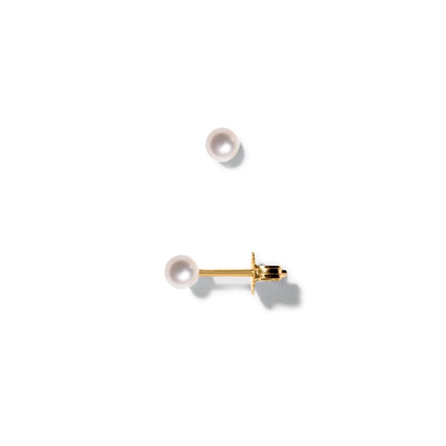 Earring<br> EAR TWO gold white pearl