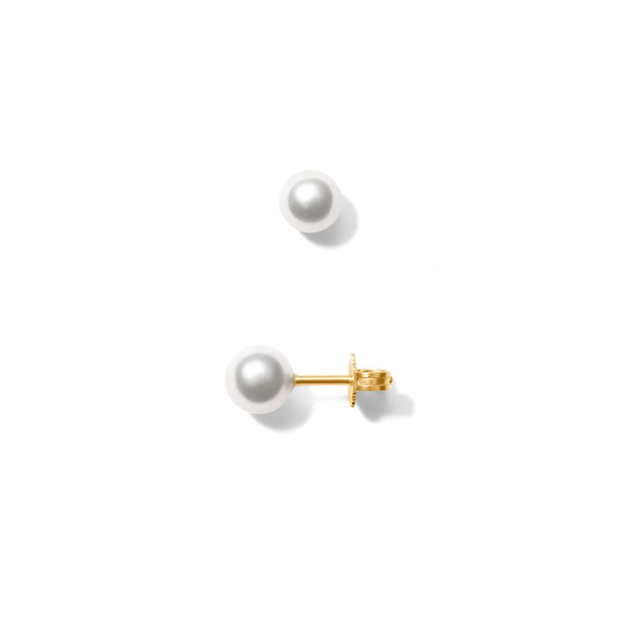 Earring<br> EAR THREE gold white pearl