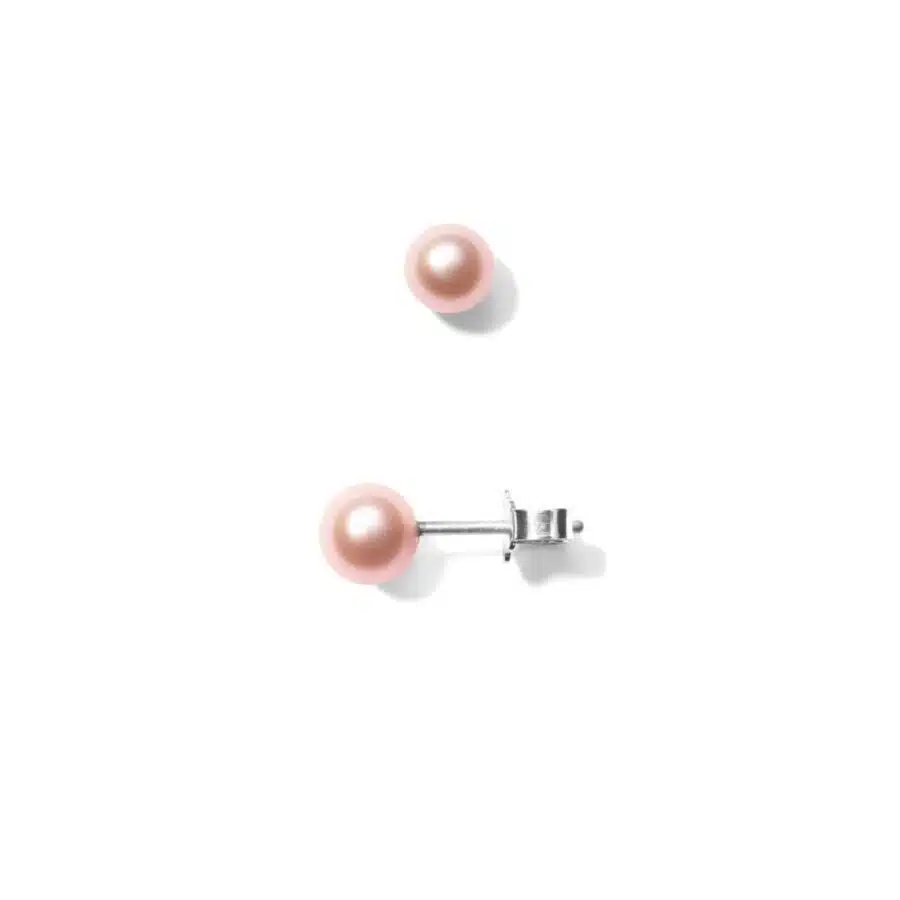 Earring<br> EAR THREE high polished sterling silver pink pearl