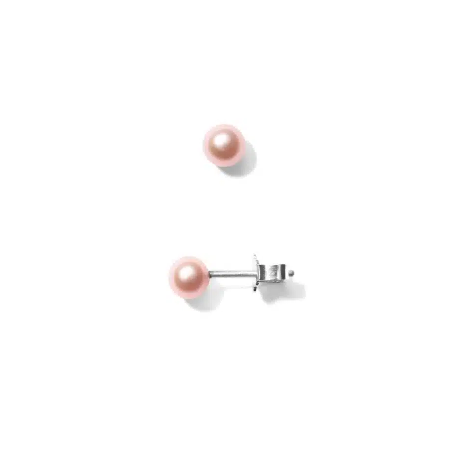 Earring<br> EAR TWO high polished sterling silver pink pearl