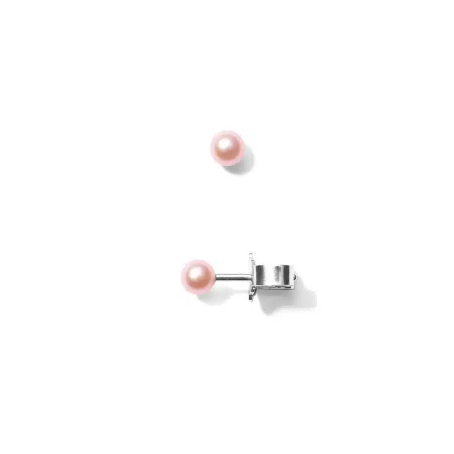 Earring<br> EAR ONE high polished sterling silver pink pearl