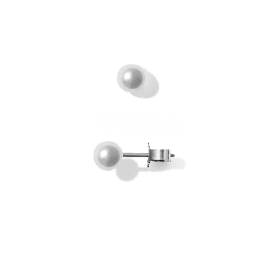 Earring<br> EAR THREE high polished sterling silver white pearl
