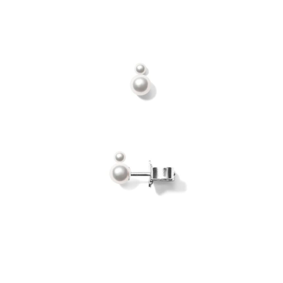 Earring<br> ELISA ONE high polished sterling silver white pearl