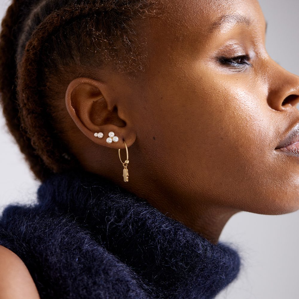 Model wearing LINE&JO earrings
