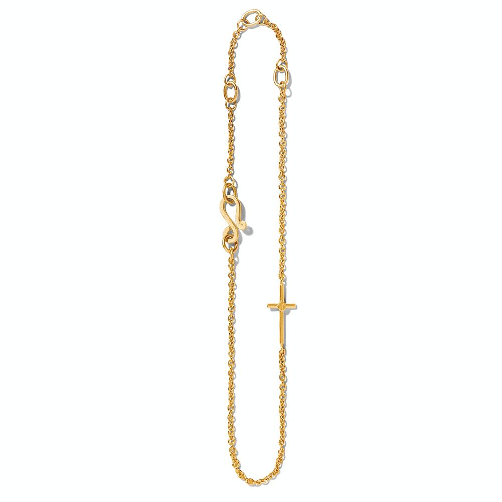 Line & Jo Miss Bara gold chain bracelet in 14 karat solid gold with small cross