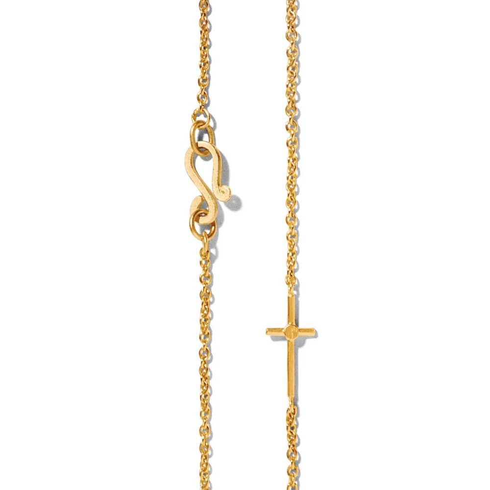 Line & Jo Miss Bara gold chain bracelet in 14 karat solid gold with small cross