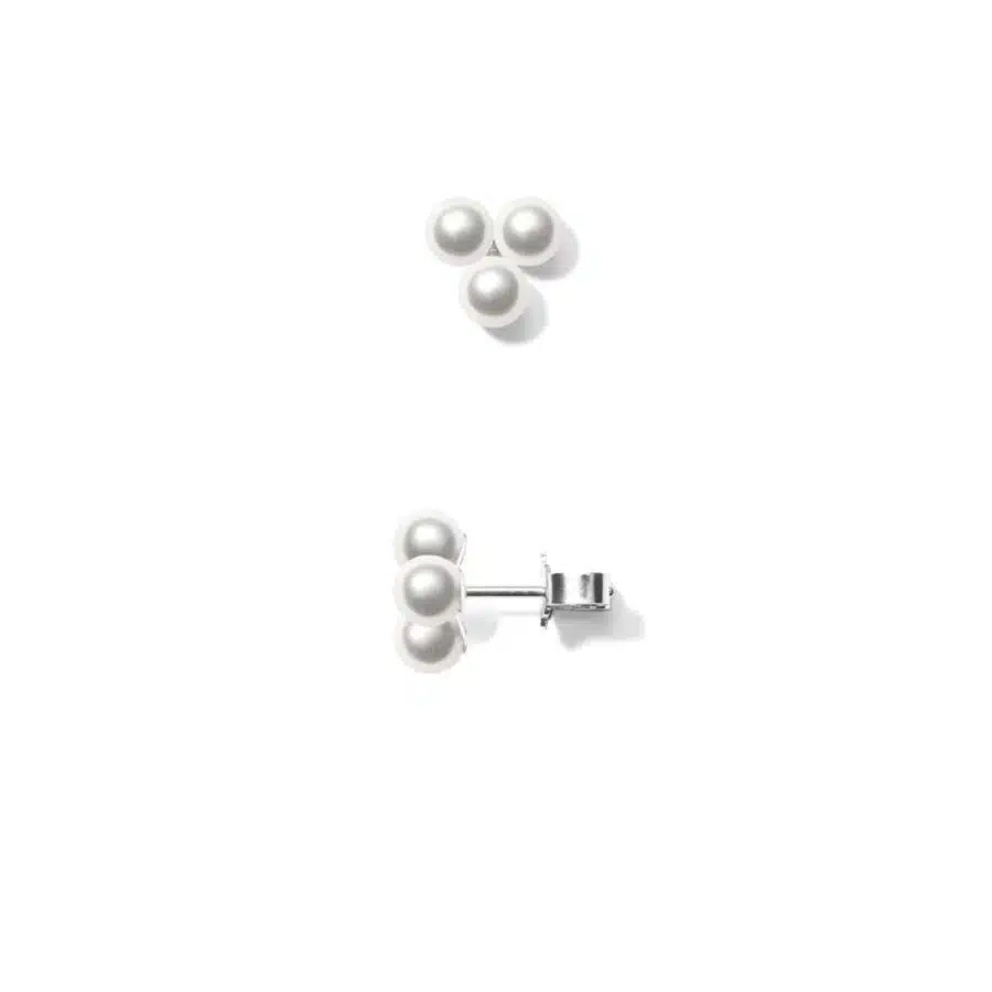 Earring<br> EPINE TWO high polished sterling silver white pearl
