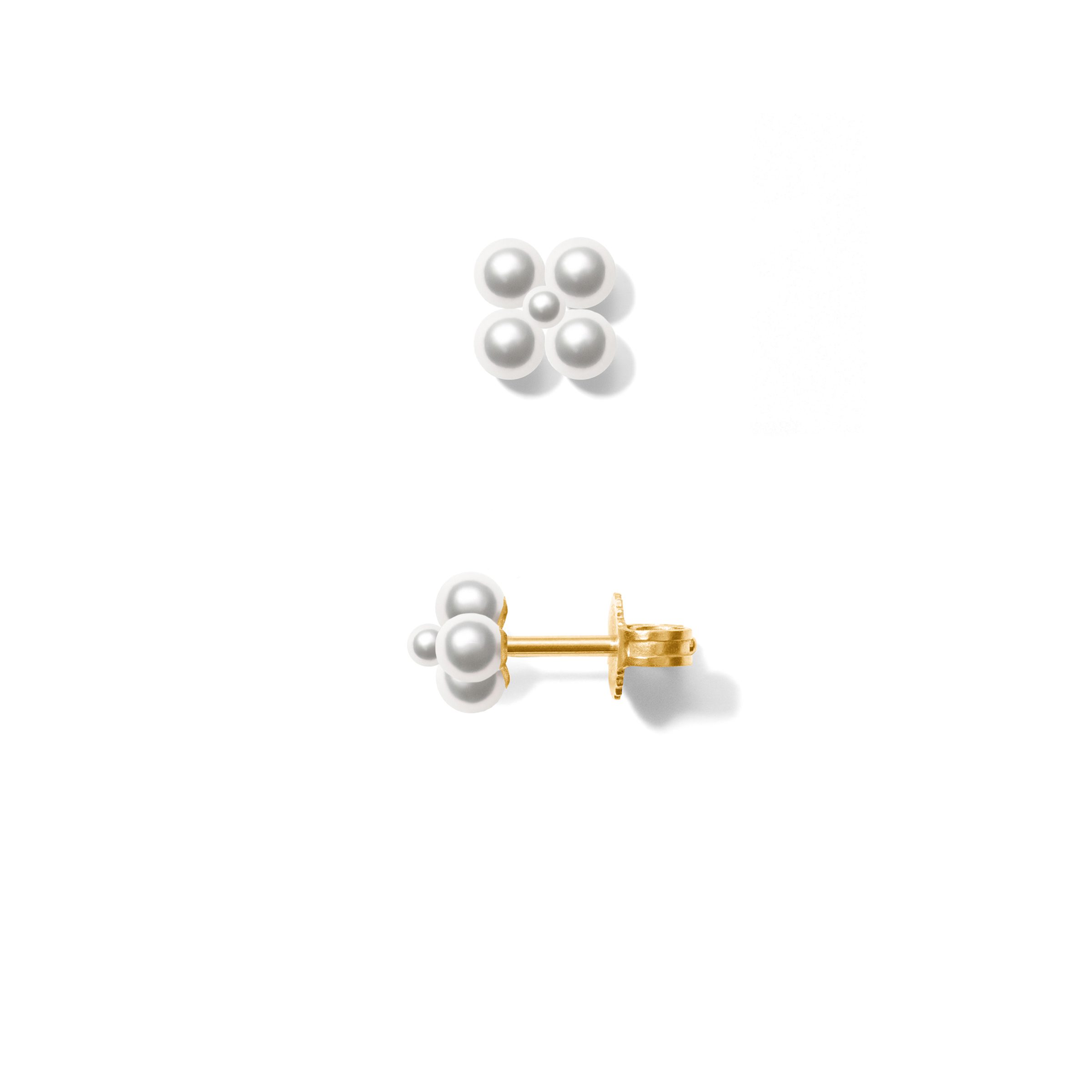 Line & Jo Miss Era two ear stud in solid gold with white pearls