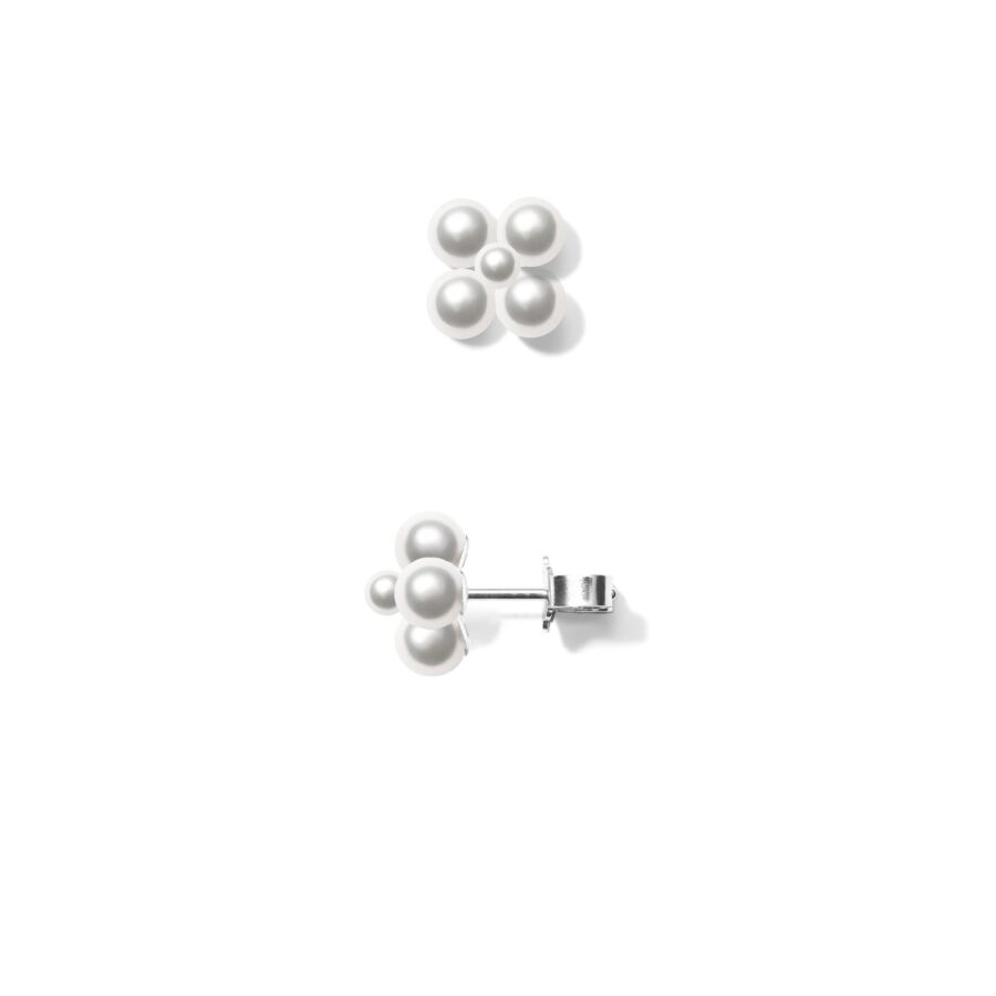 Earring<br> ERA high polished sterling silver white pearl