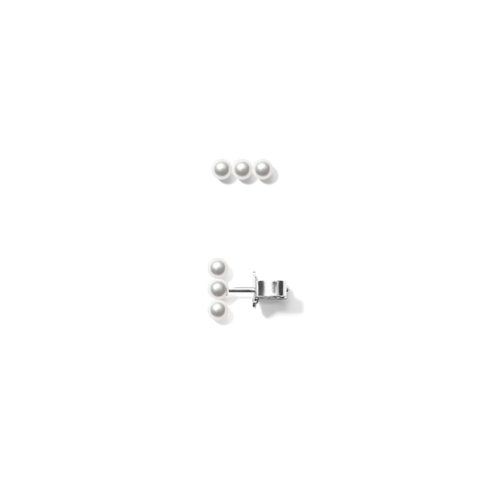 Line & Jo Miss Erow one ear stud in high polished sterling silver with white pearls