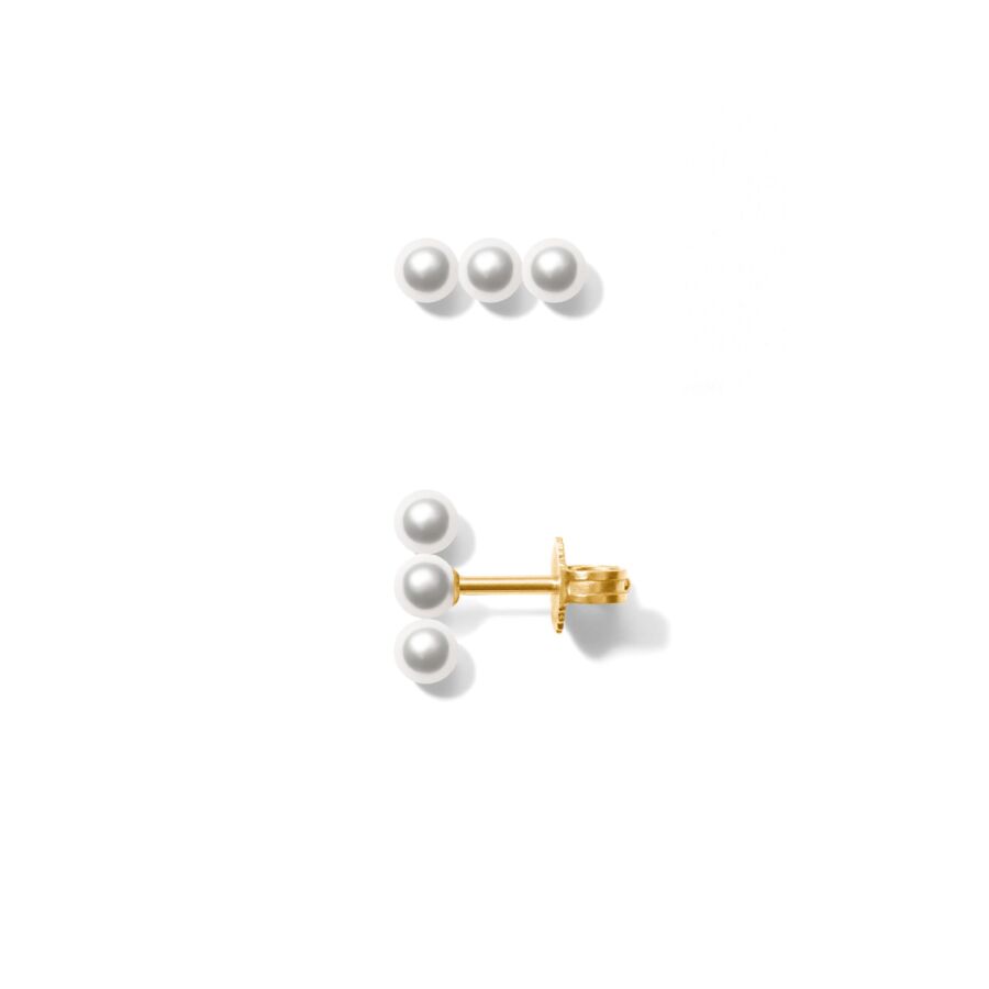 Earring<br> EROW TWO gold white pearl