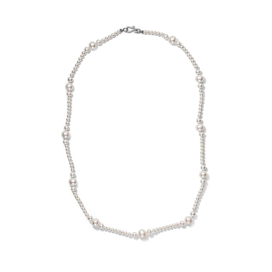 Necklace<br> NADIME grey sterling silver pearl