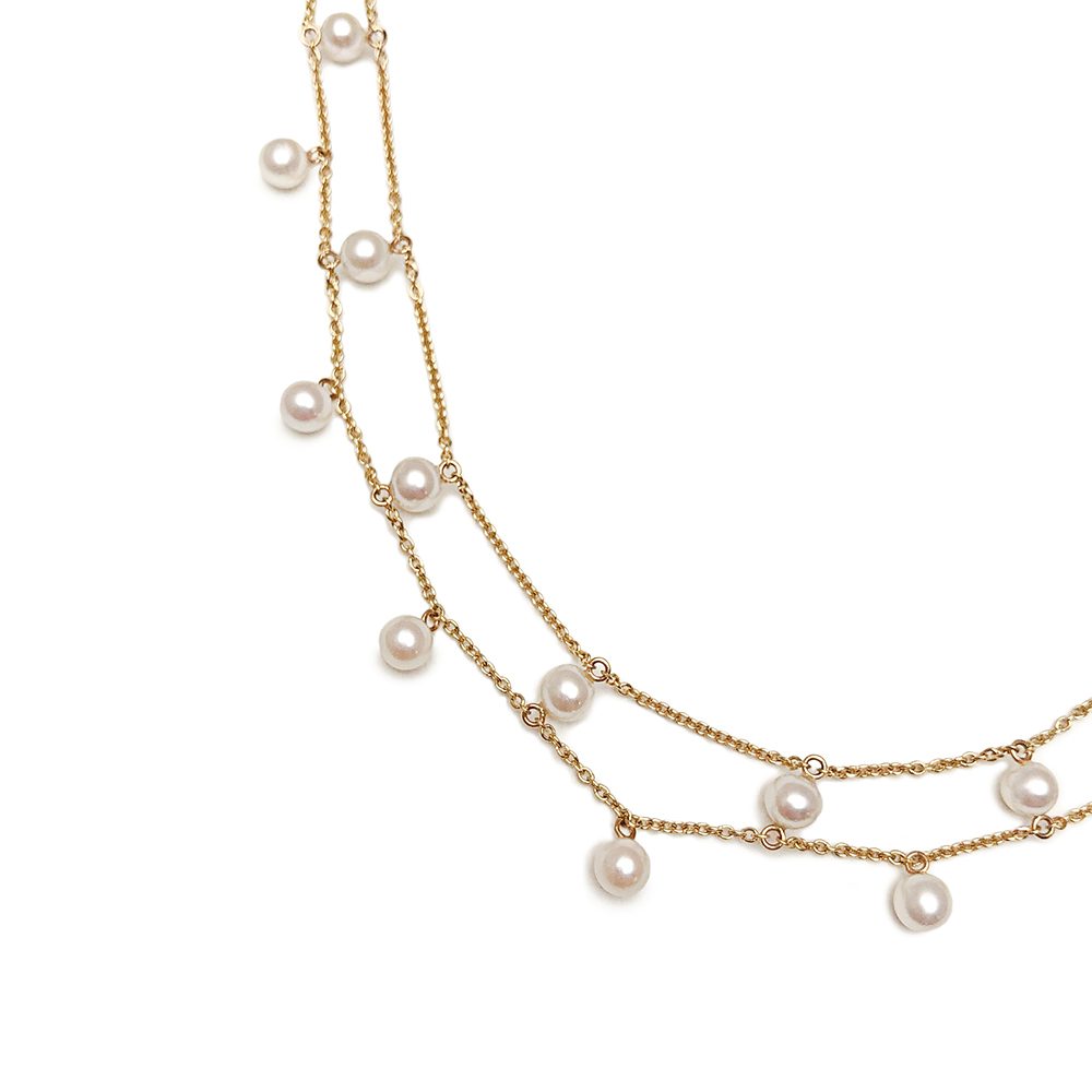 Line & Jo Miss Nekisha gold necklace with white freshwater pearls