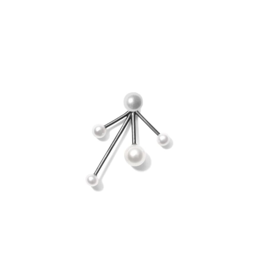 Earring<br> ERIANNE + EAR TWO high polished sterling silver white pearl