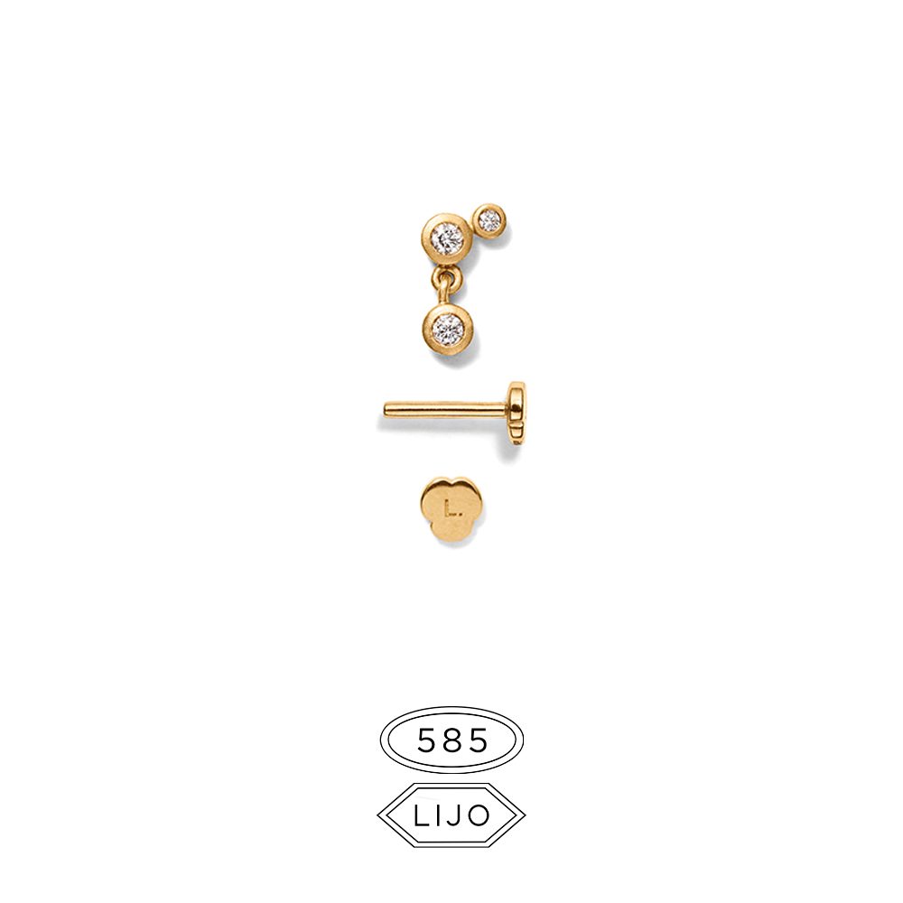 Line&Jo L. EDIAMOND DB SQUARE GOLD DIAMOND in solid gold with true diamonds