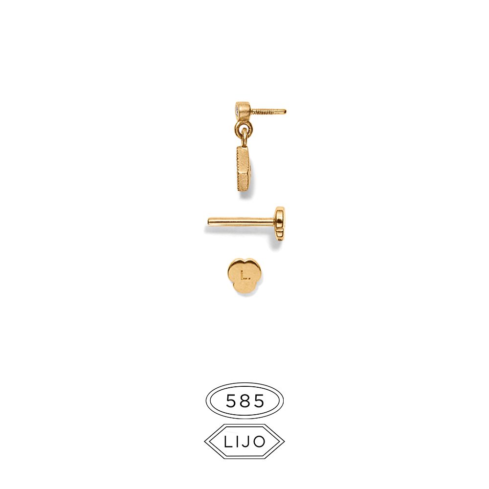 Piercing earring<br> L. EDIAMOND 01+015 DB SQUARE gold diamond including STEM ONE