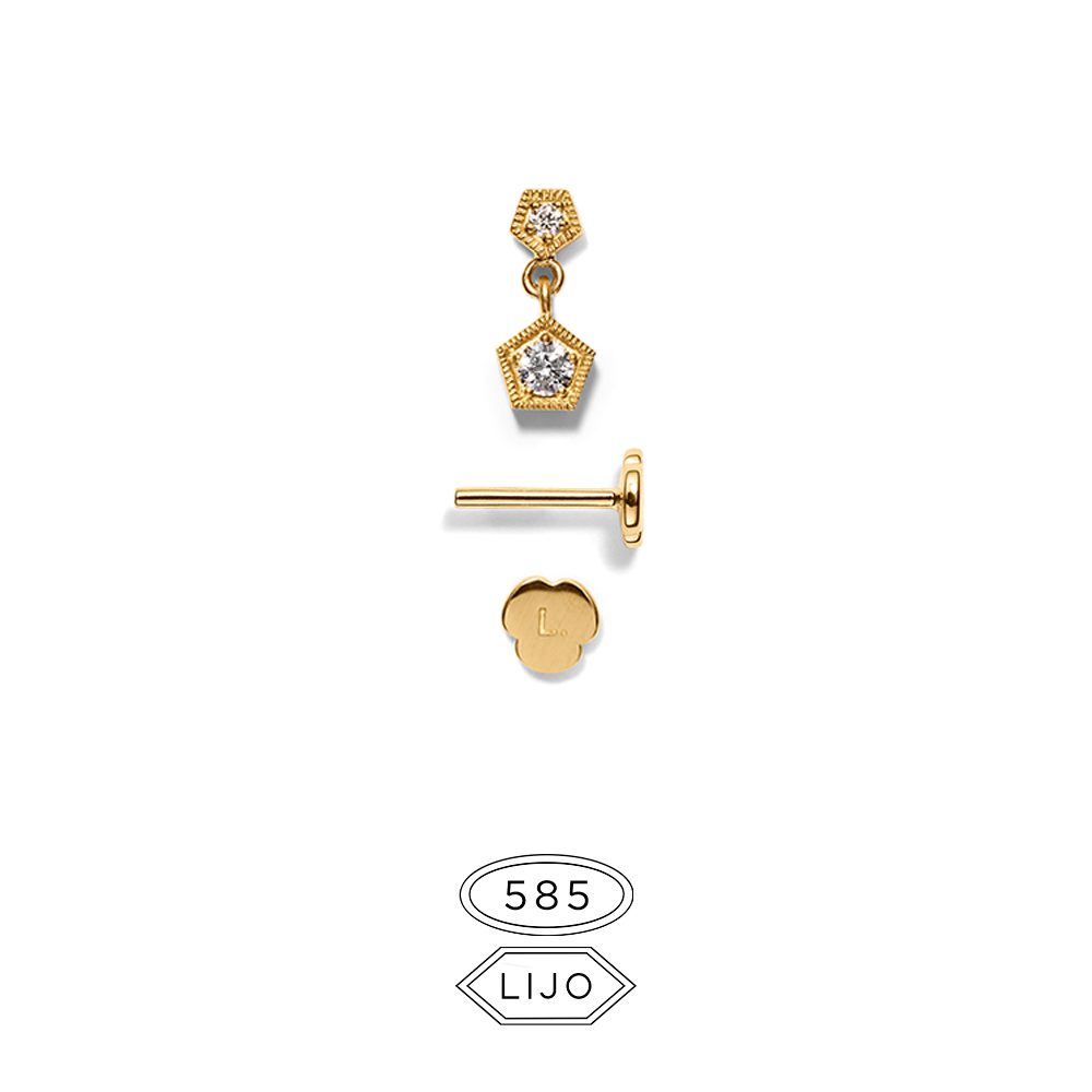 Line&Jo Miss L. Eldridge gold diamond in solid gold with true diamonds