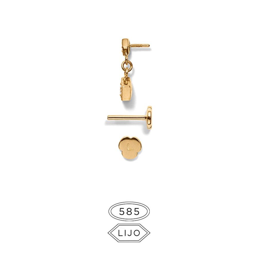 Piercing earring <br> L. ELDRIDGE 02+05 TRP gold diamond including STEM TWO