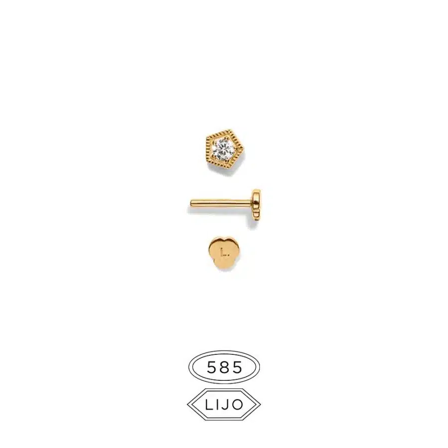 Piercing earring<br> L. ELDRIDGE 05 gold diamond including STEM ONE