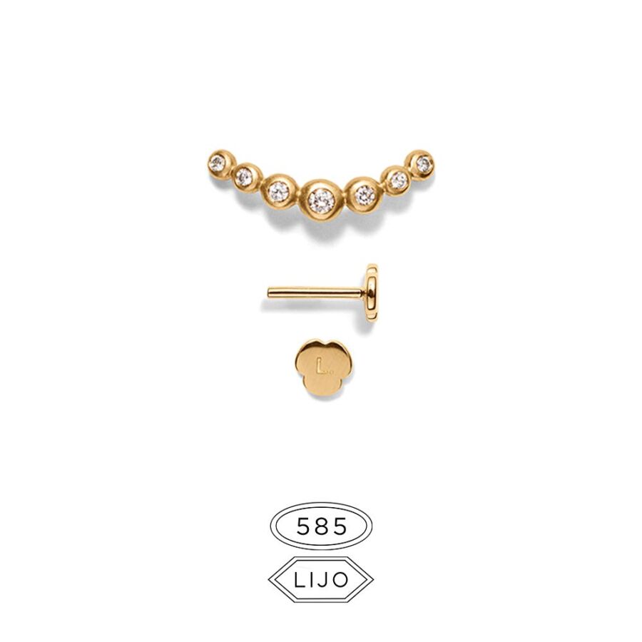 Piercing earring<br> L. ENDING gold diamond including STEM TWO