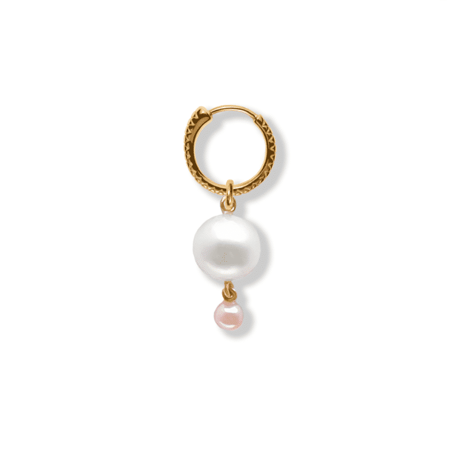 Pendant for earring<br> PENDANT TWO PEARL gold DB white pearl