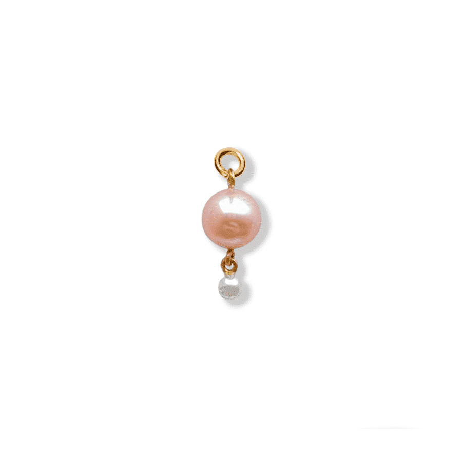Pendant for earring<br> PENDANT TWO PEARL gold DB pink pearl