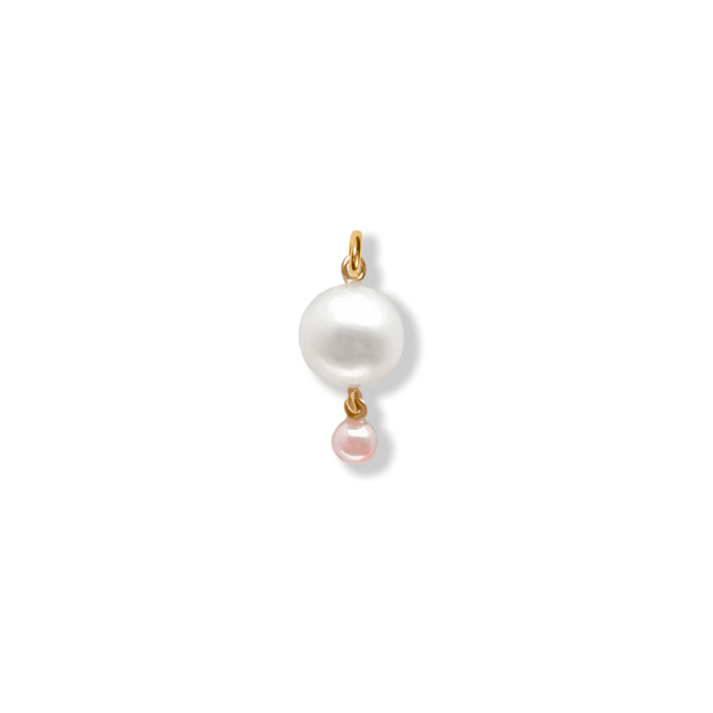 Pendant<br> PENDANT 2 PEARL gold DB white/pink pearl (round medium eyelet)