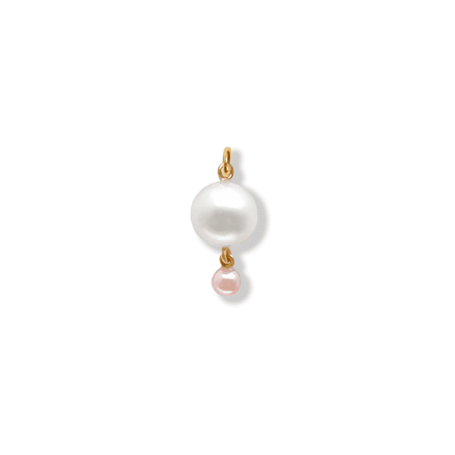 Pendant for earring<br> PENDANT TWO PEARL gold DB white pearl