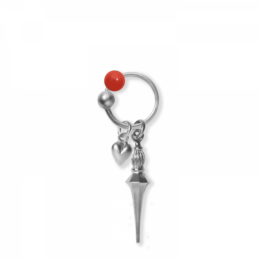 Earring with pendants<br> ELLY TWO grey sterling silver with MINI PALFREY, MINI PALORI & BEAD (MORE COLOURS)