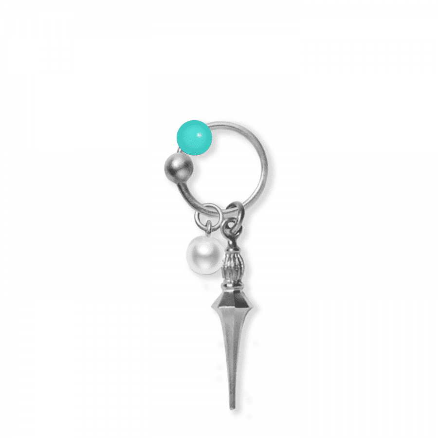 Earring with pendants<br> ELLY TWO grey sterling silver with MINI PALFREY, MINI PEARL & BEAD (MORE COLOURS)