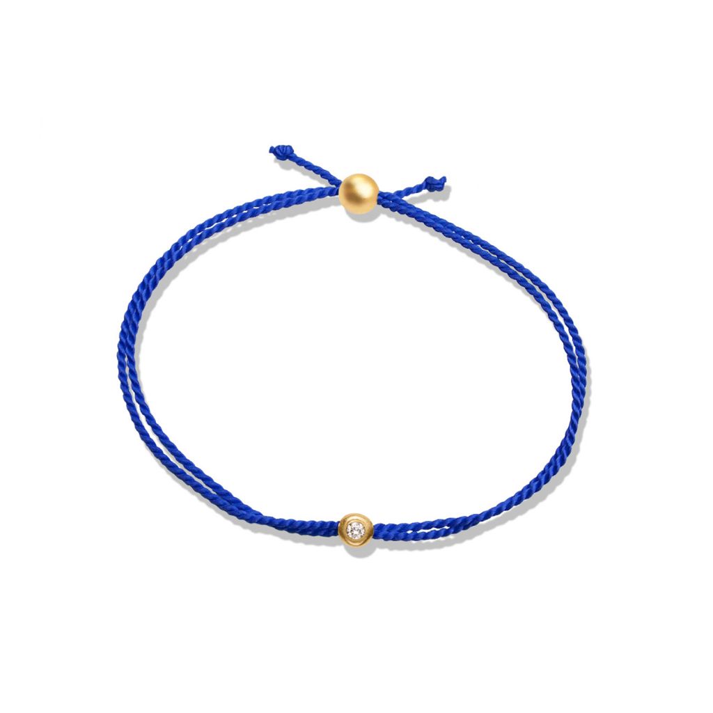 Bracelet<br> BEYARD TWO gold 0.05ct diamond<br> Dark blue string