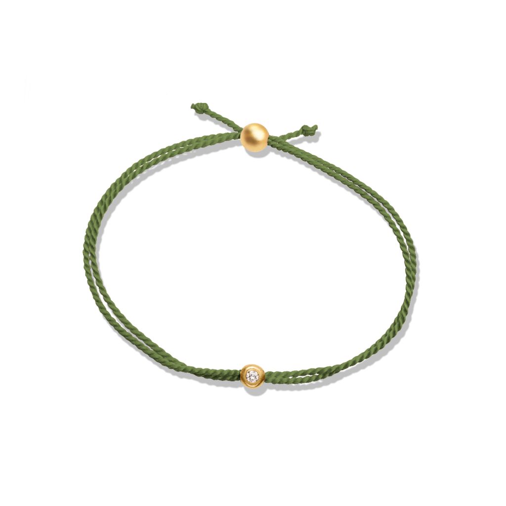 Bracelet<br> BEYARD TWO gold 0.05ct diamond<br> Grass green string