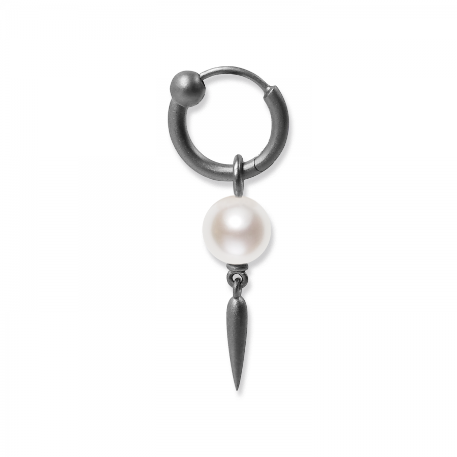 Pendant<br> PENDUL TWO PEARL DANGLY grey (round large eyelet)
