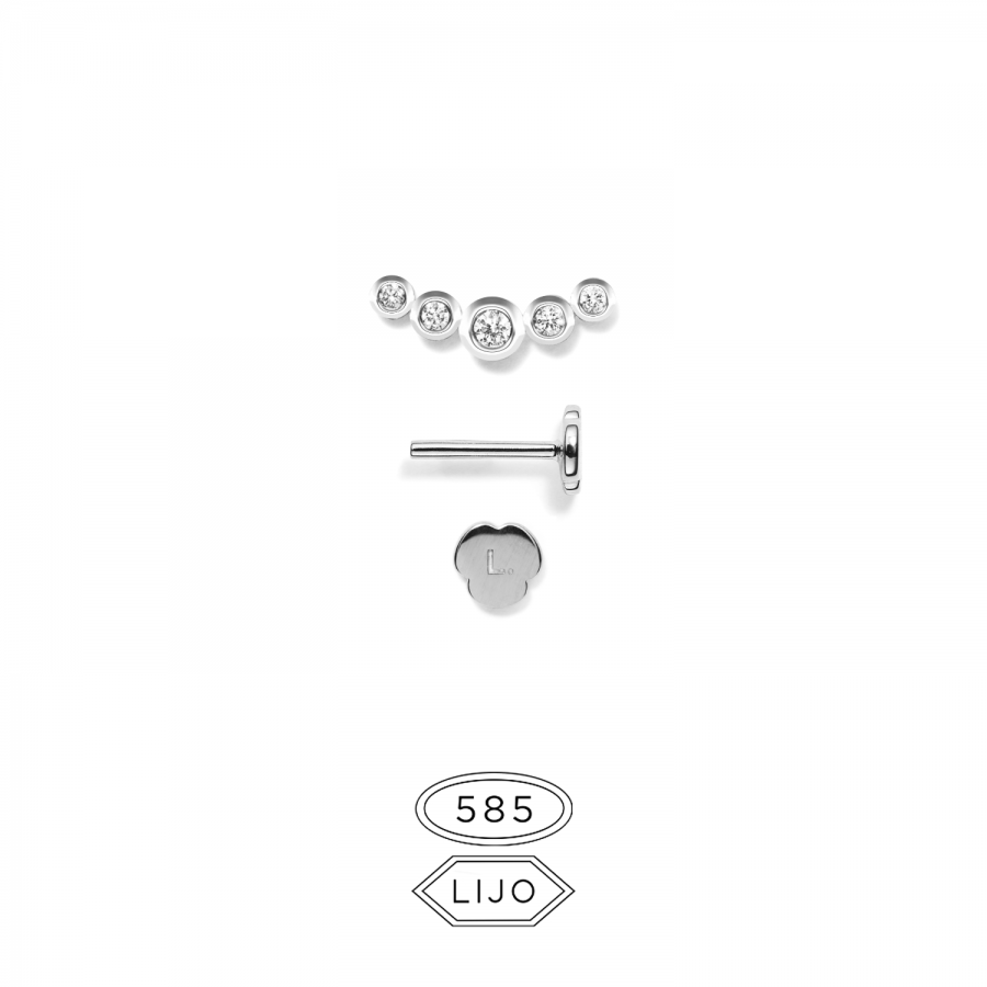 Piercing earring<br> L. EDIAMOND x5 white gold diamond including STEM TWO