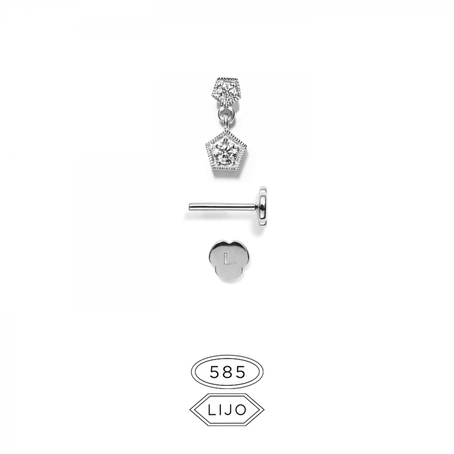 Piercing earring<br> L. ELDRIDGE 02+05 DB white gold diamond including STEM TWO