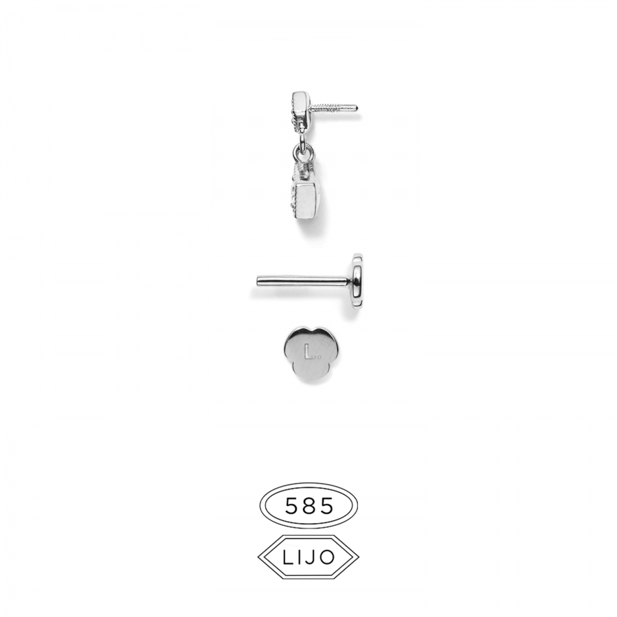Piercing earring<br> L. ELDRIDGE 02+05 DB white gold diamond including STEM TWO