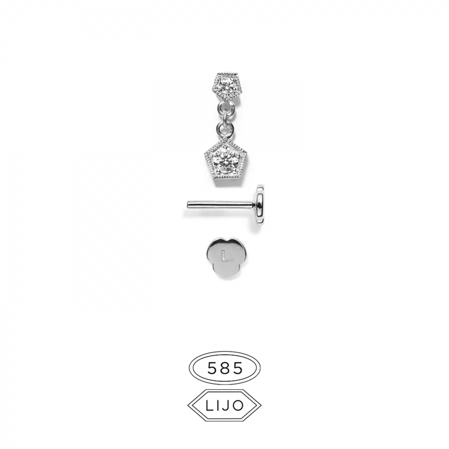 Piercing earring<br> L. ELDRIDGE 02+05 TRP white gold diamond including STEM TWO